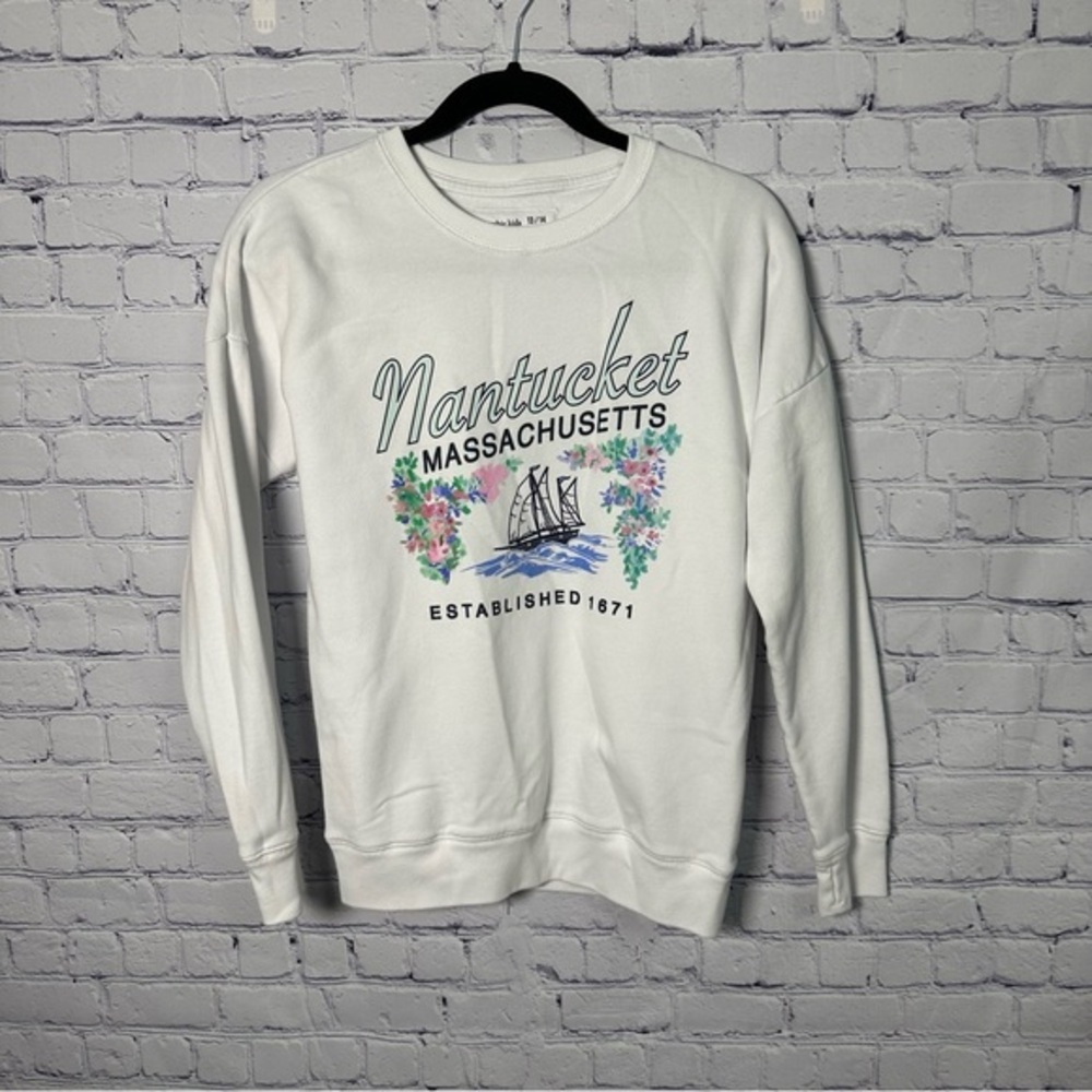 Abercrombie Kids White Crewneck Sweater